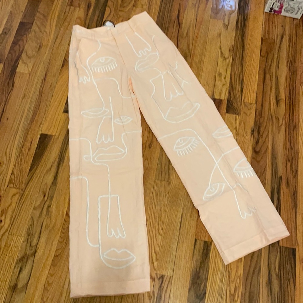 Maison Les Enerves Pink Linen Siam Pants Size M